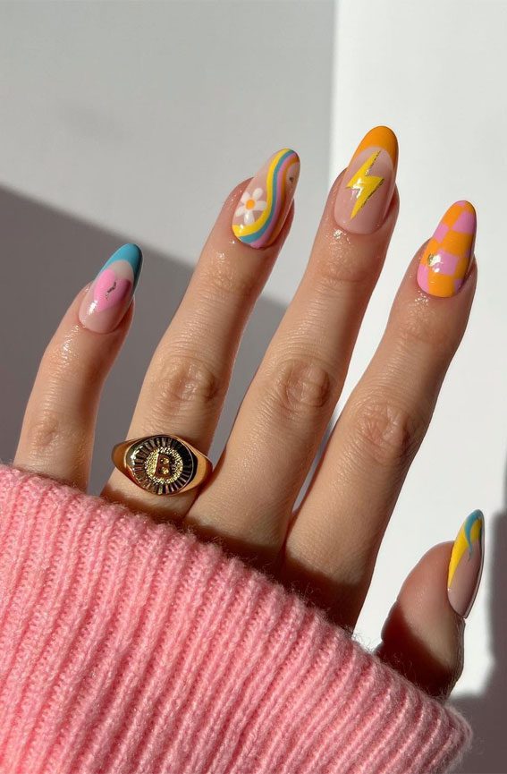 70s inspired nails retro vibes