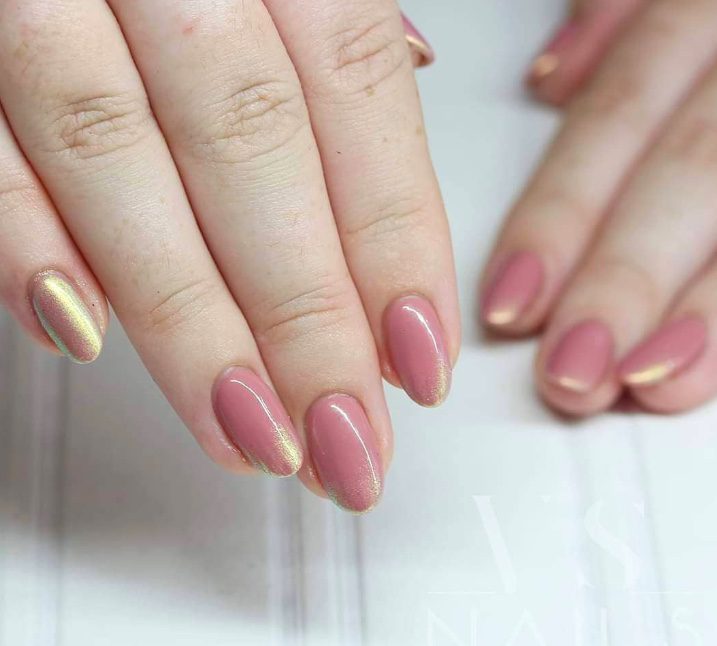 dusty rose nails chrome