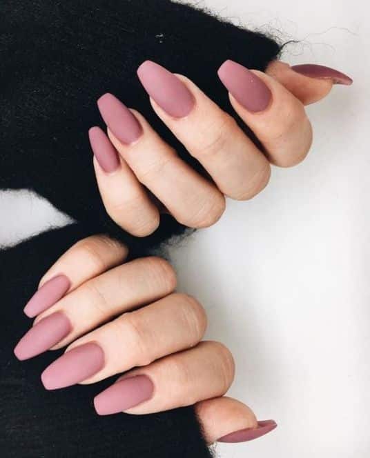 matte dusty rose nails