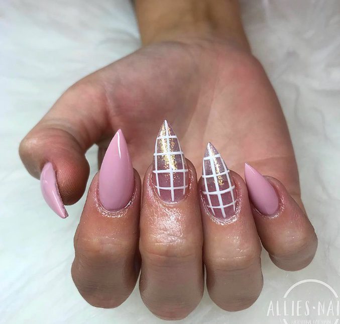 dusty rose nails art