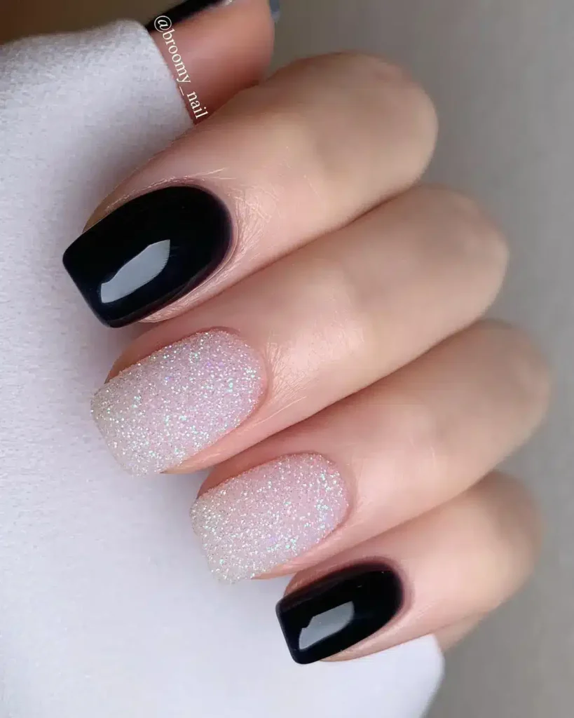 black classy engagement nails