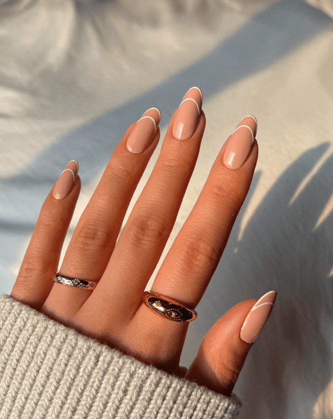 double french classy engagement nails