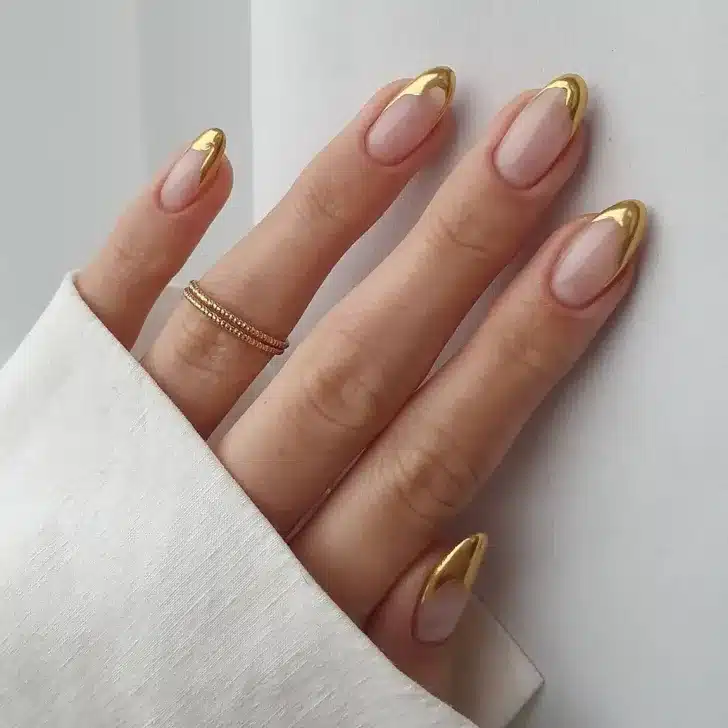 gold french tip wedding nails