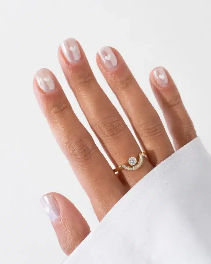 shimmery chrome classy engagement nails