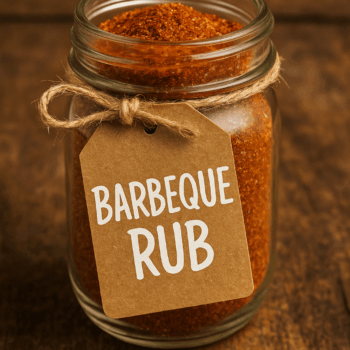 A short mason jar of homemade Barbeque Rub