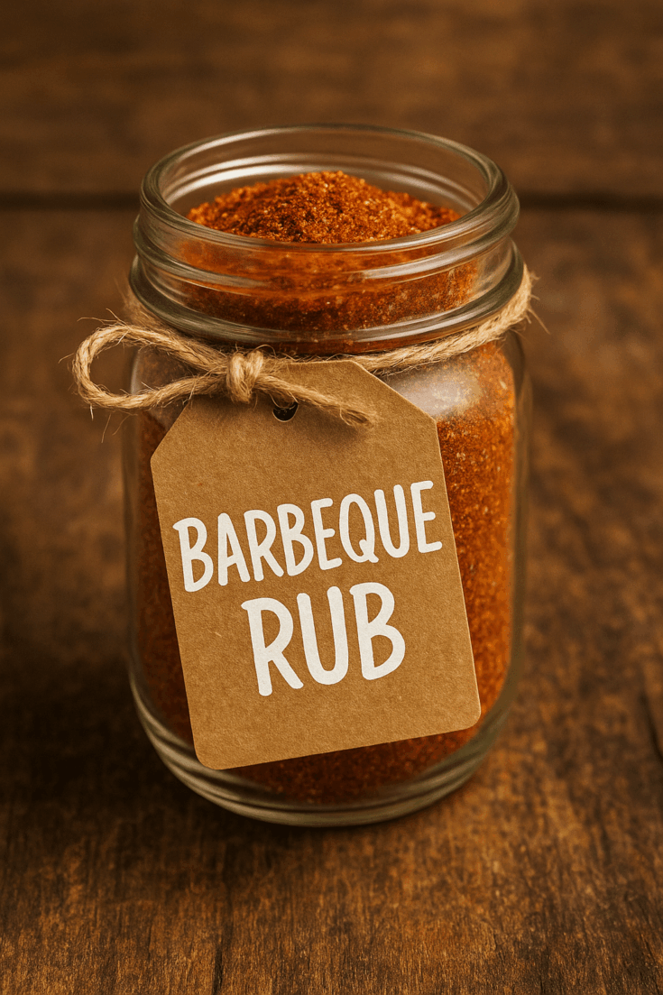A short mason jar of homemade Barbeque Rub