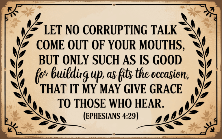 A sign that says, Let no corrupting talk come out of your mouths, but only such as is good for building up, as fits the occasion, that it may give grace to those who hear." (Ephesians 4:29)