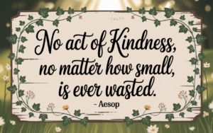 a sign tht says "No act of kindness, no matter how small, is ever wasted." - Aesop