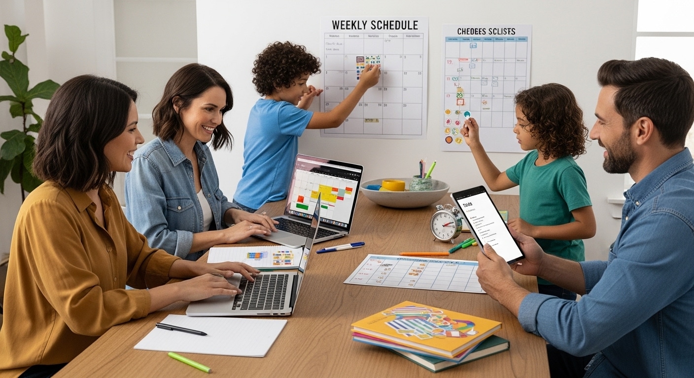 family time management, scheduling, teamwork