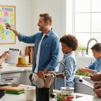 family meal planning, kitchen teamwork, meal prep