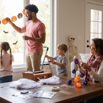 decorating for halloween family activity