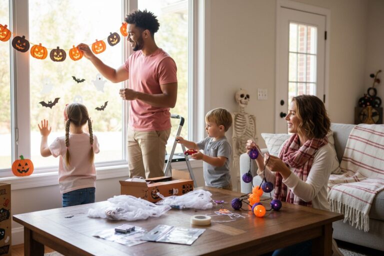 decorating for halloween family activity