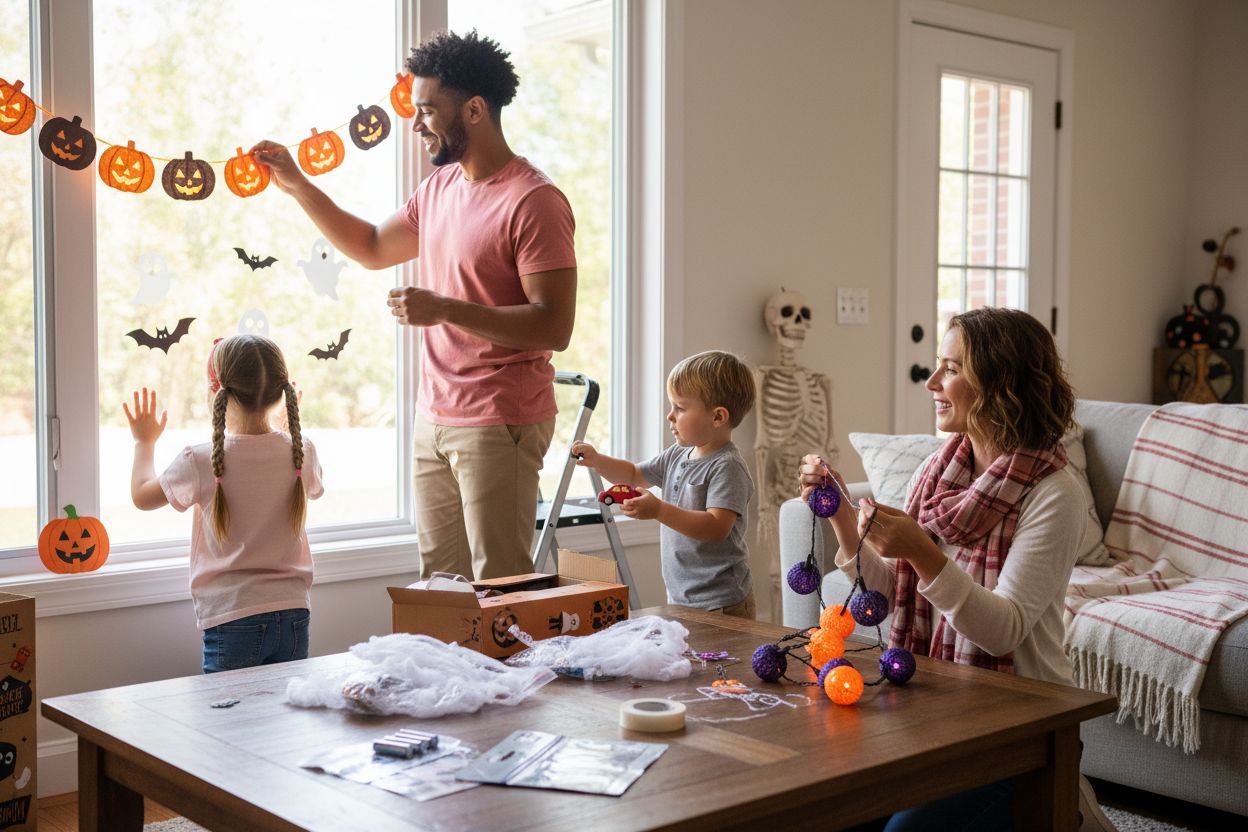 decorating for halloween family activity