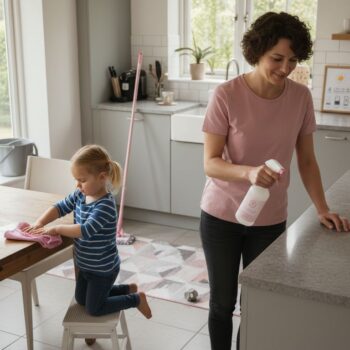 family kitchen cleaning