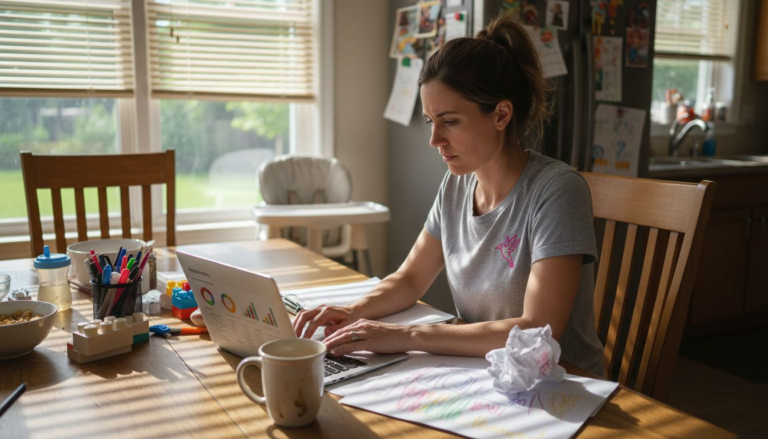 Woman planning home organization with Pinterest