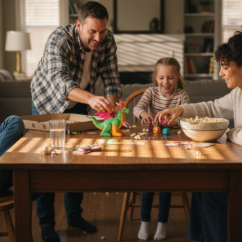 Family enjoying screen-free game night