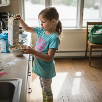 Girl showing confidence in daily routine