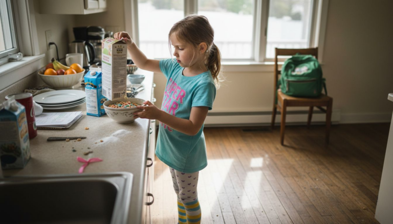 Girl showing confidence in daily routine