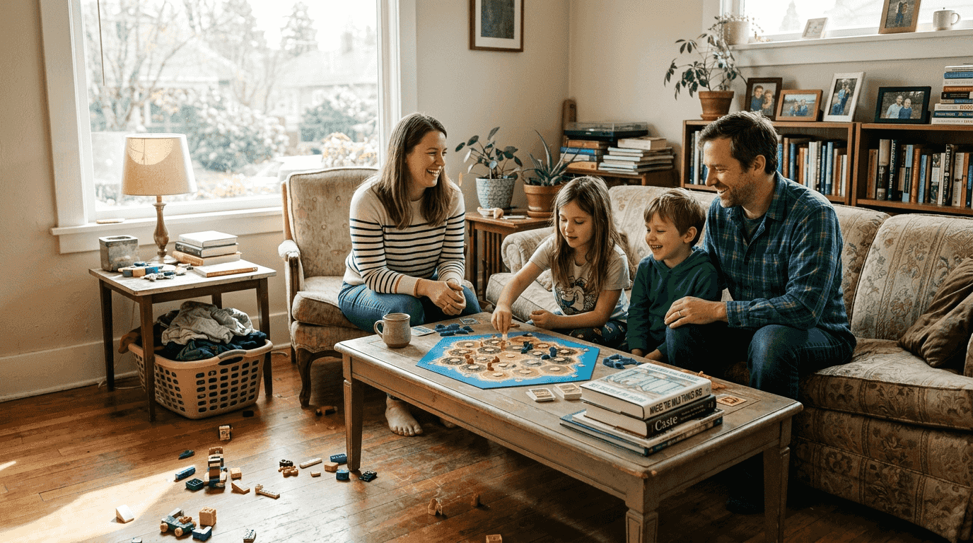 Family enjoying relaxed home together
