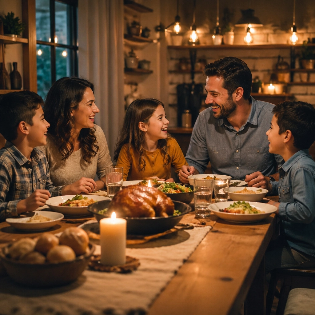 Traditional family dinner enjoying time together