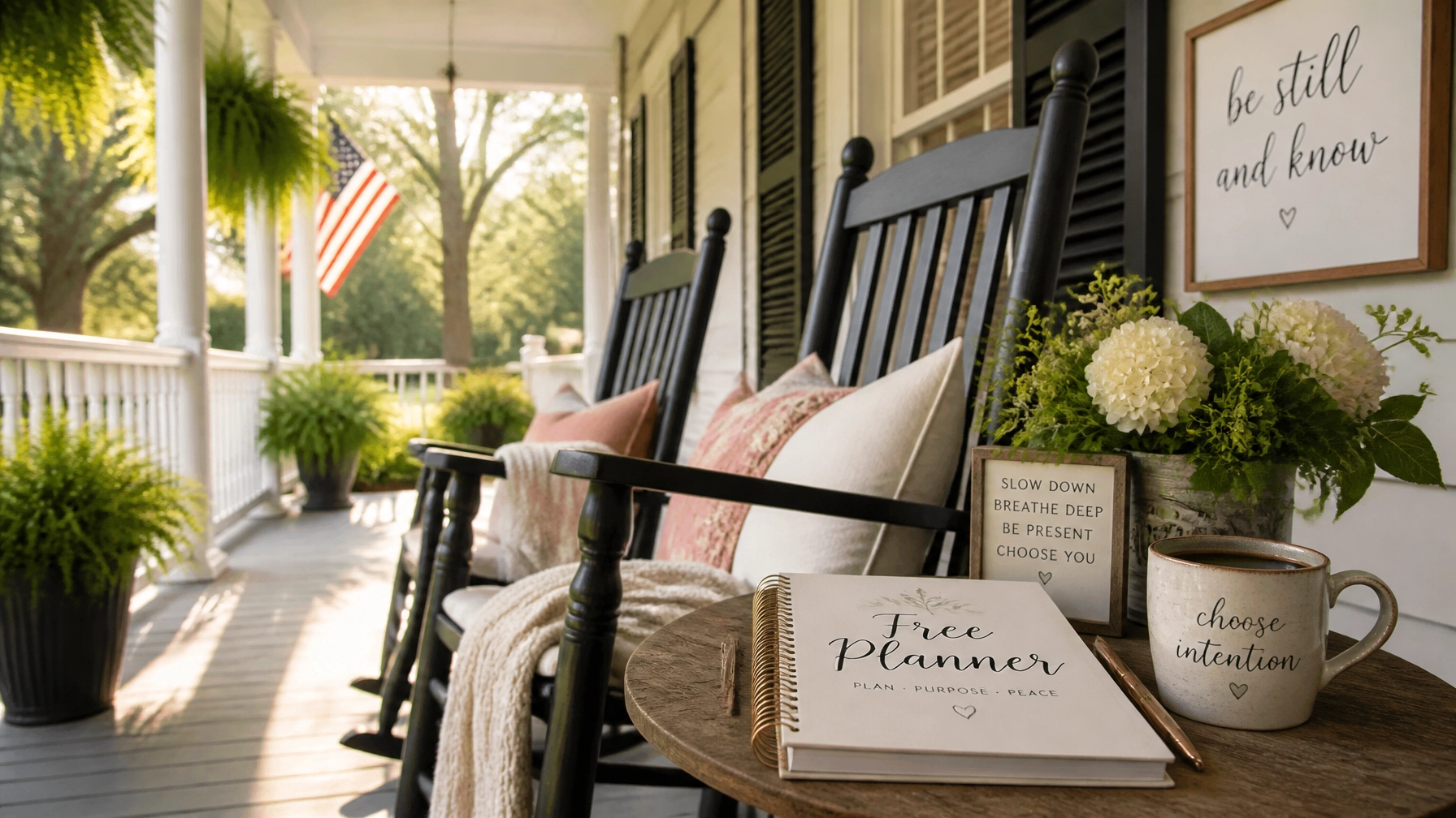 A peaceful scene for self-care and planning