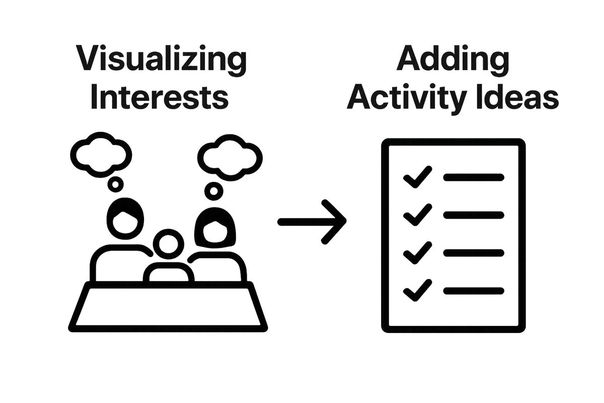 Infographic showing interest mapping for family activities