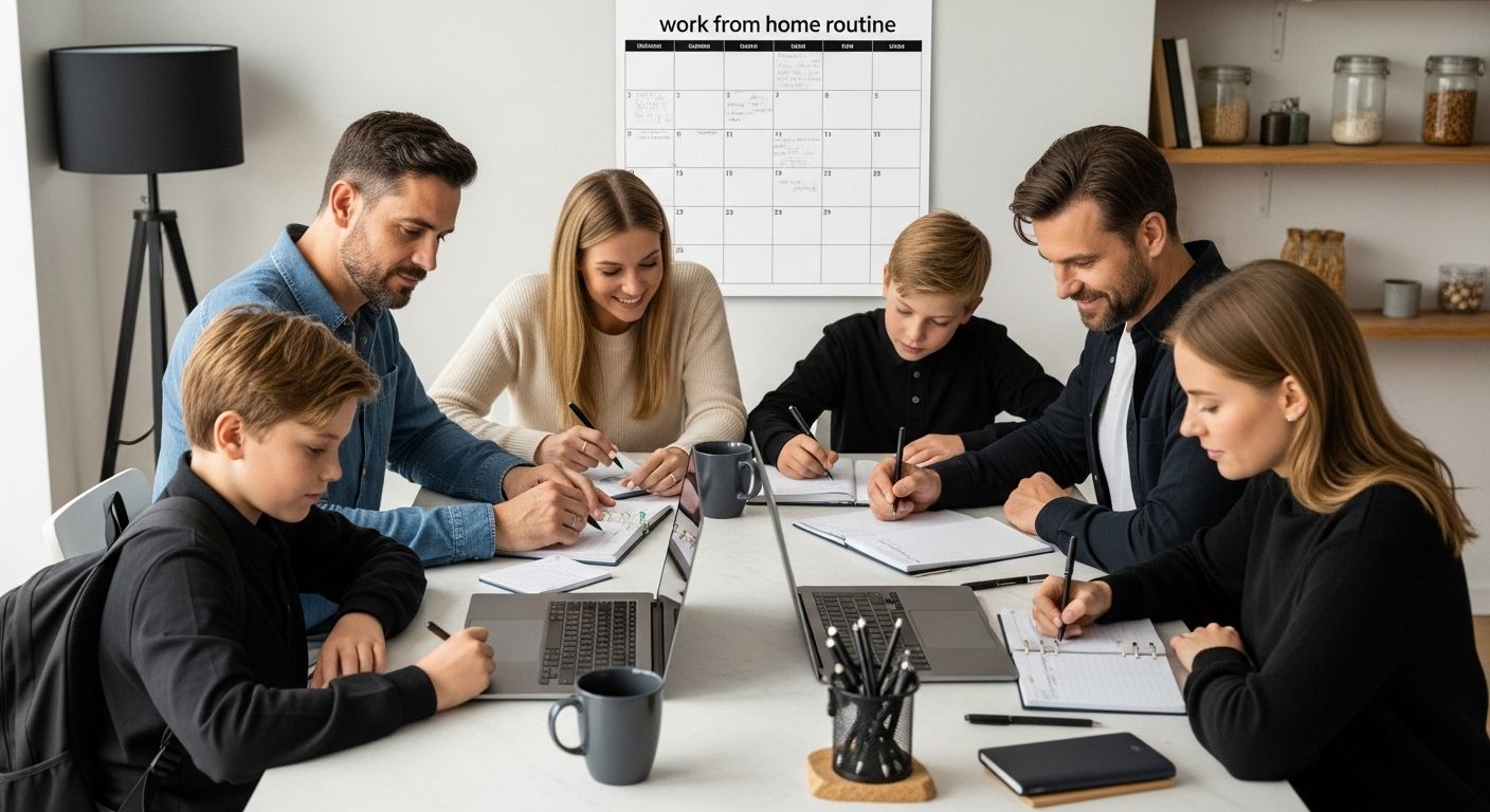 work from home family schedule