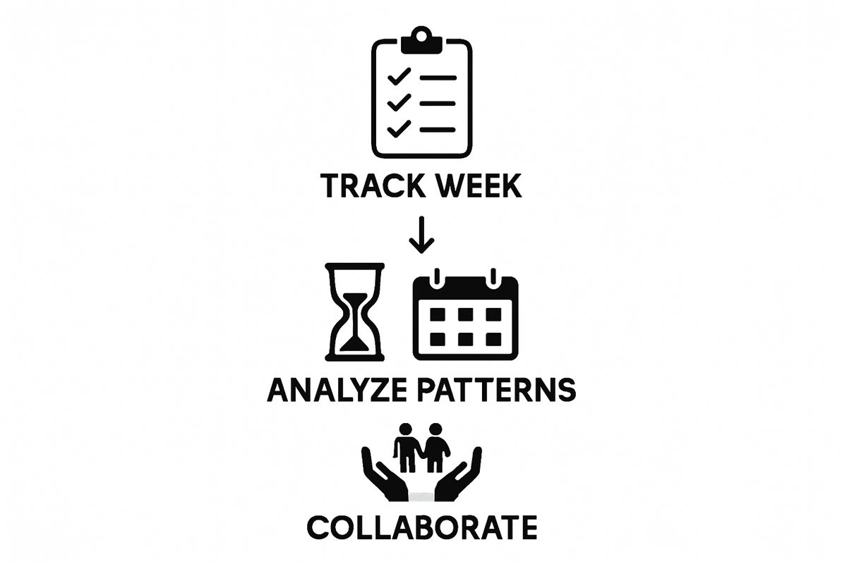 Simple three-step infographic for analyzing family routine