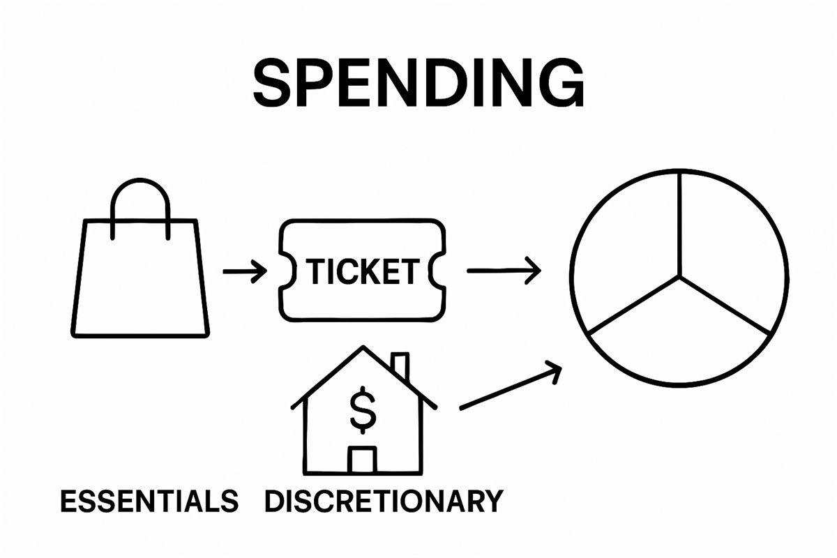Infographic comparing three family spending categories
