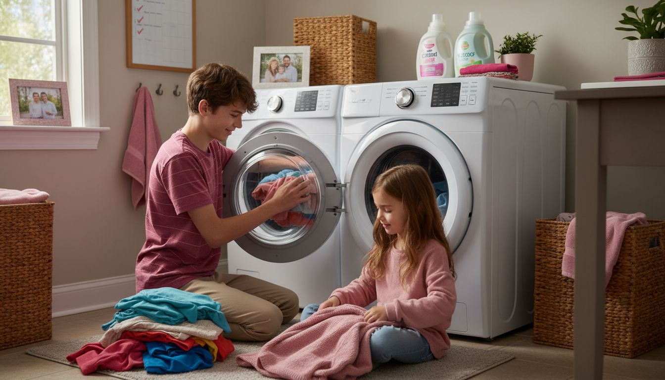 teens children doing chores