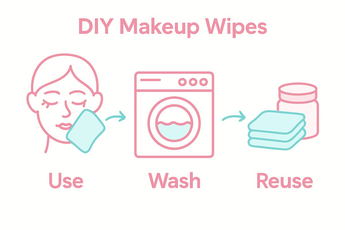 Infographic showing use, wash, and reuse process