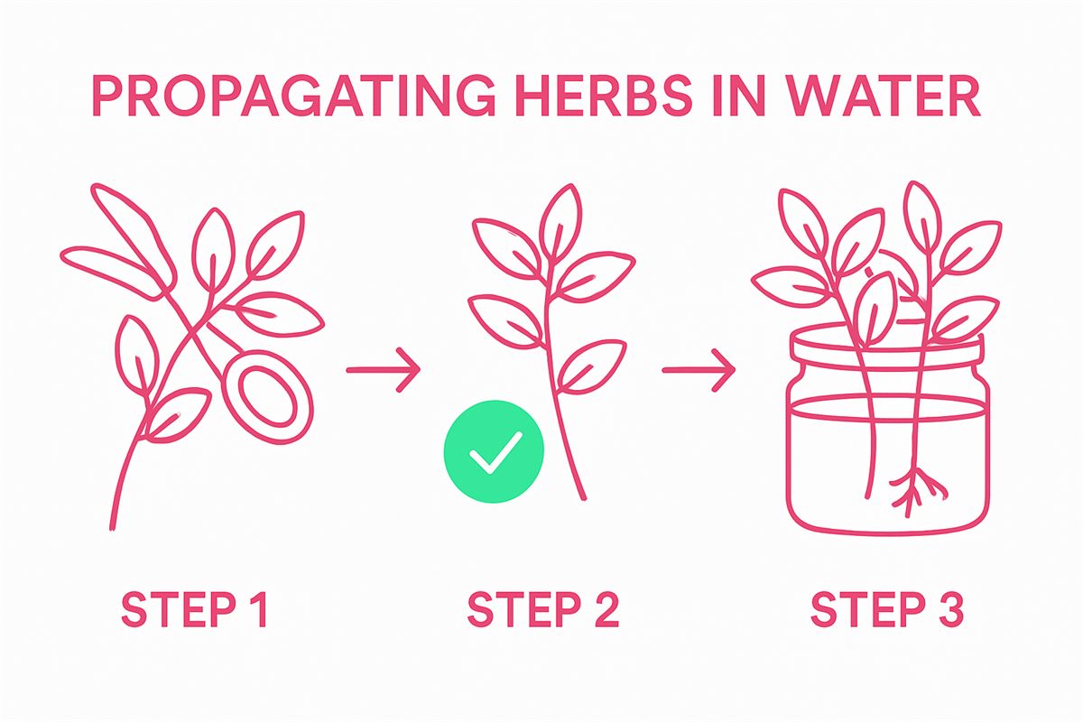 Infographic showing herbs propagated in water