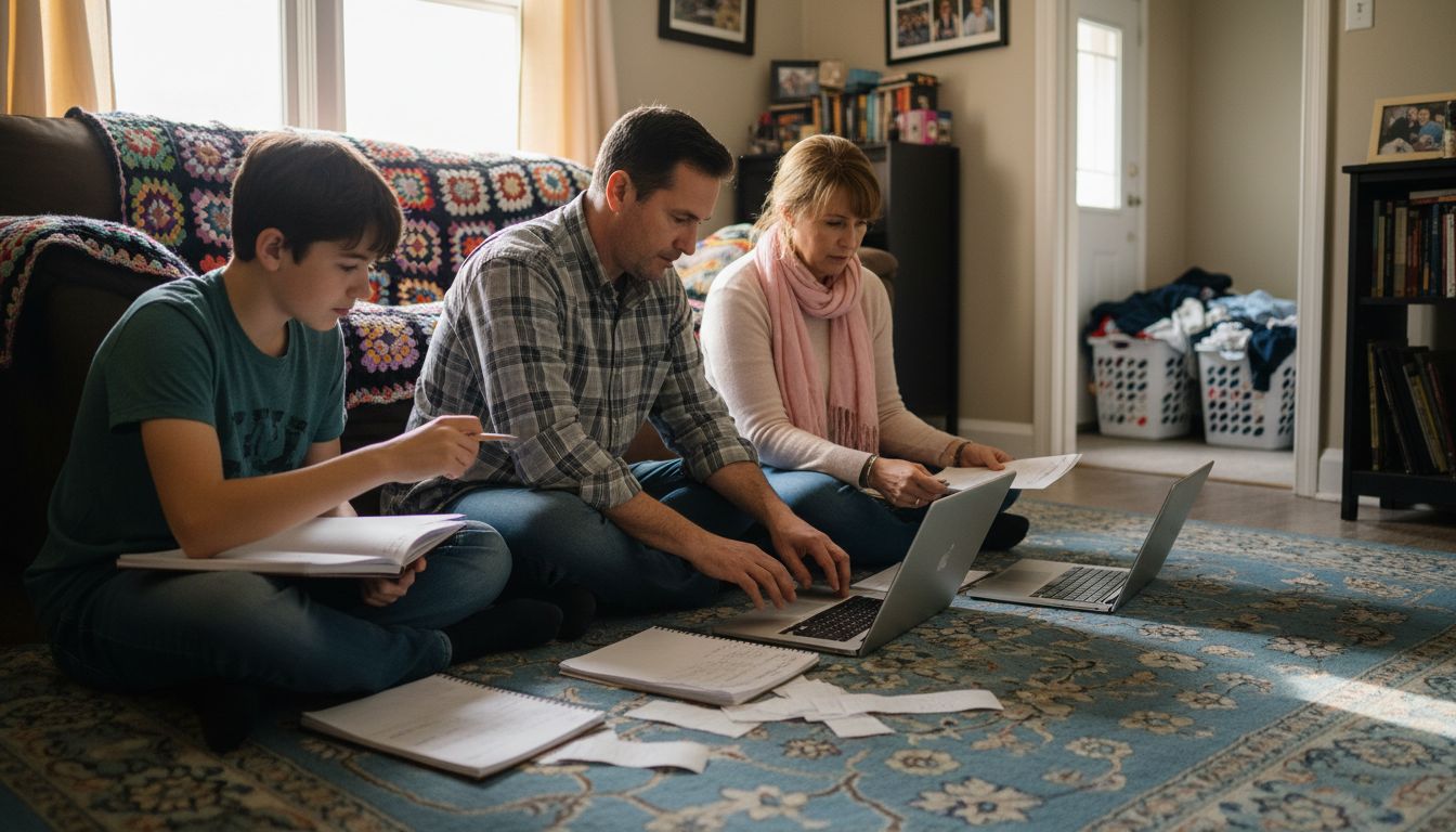Family meeting to update monthly budget