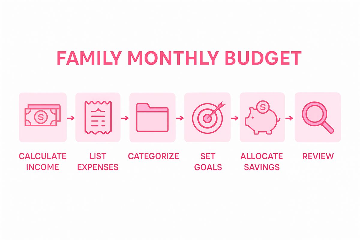 Infographic step-by-step family budget process
