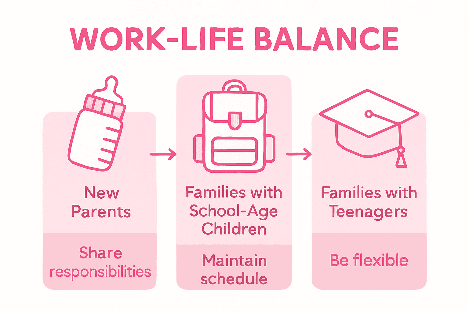 Work-life balance across family life stages infographic