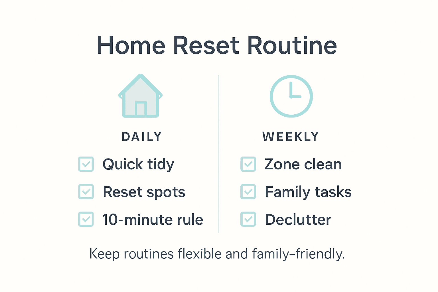 Infographic showing daily and weekly reset steps