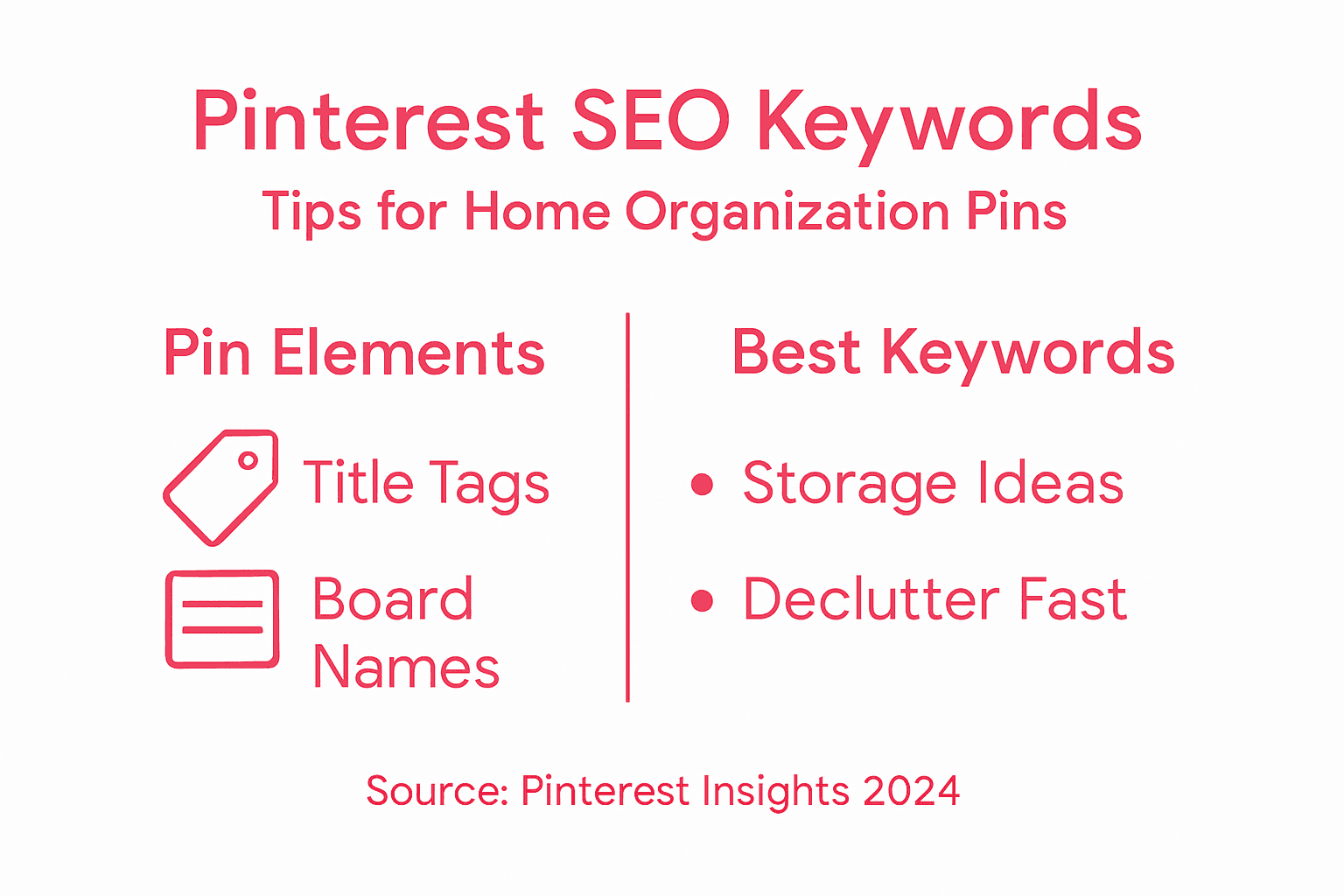 Infographic of Pinterest keyword tips for pins