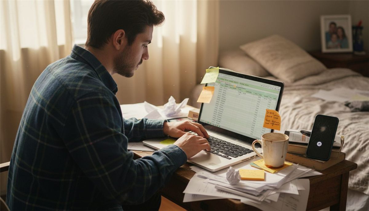 Man tracking Pinterest pin data at desk