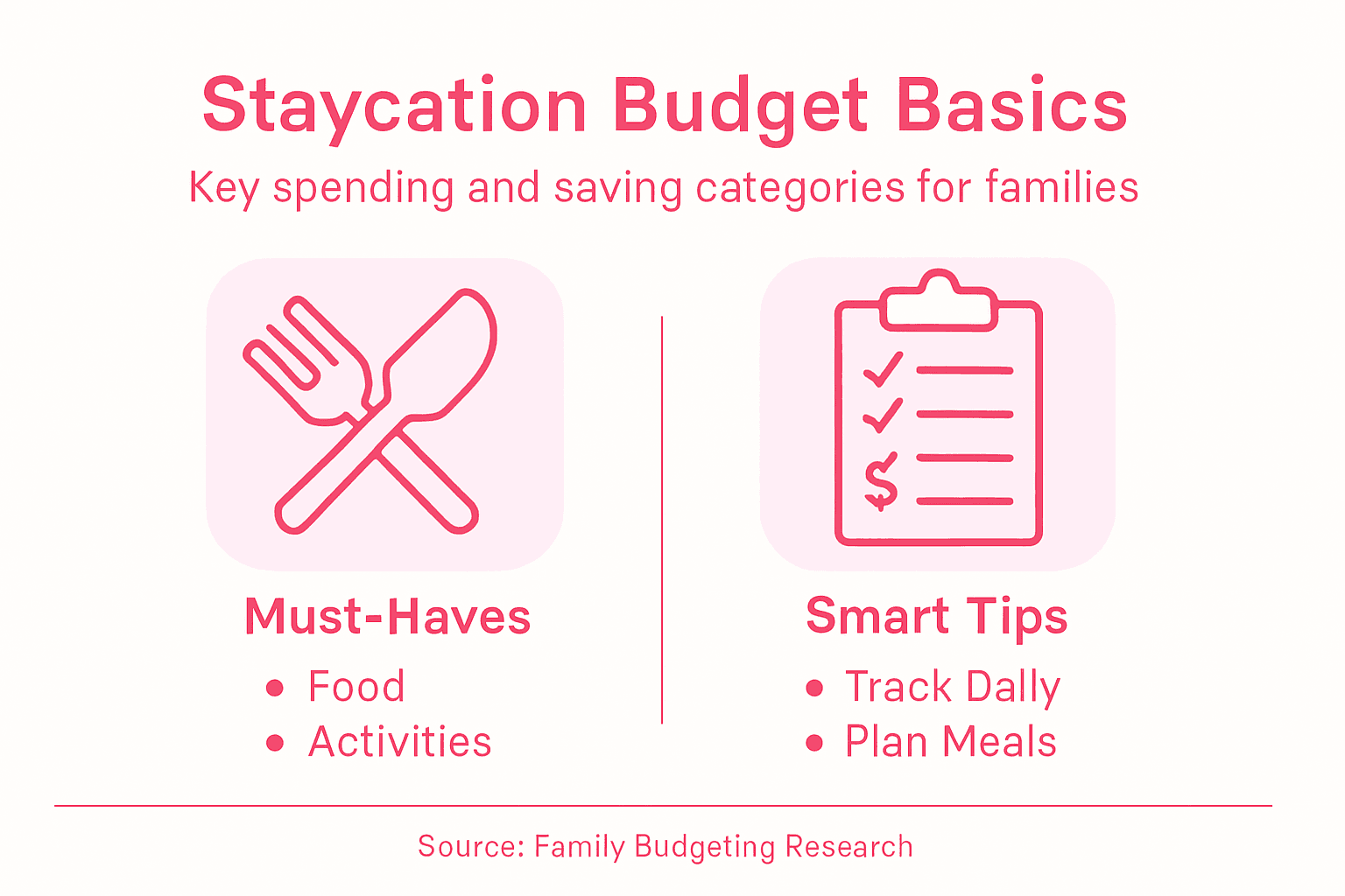 Infographic show simple family staycation budget tips