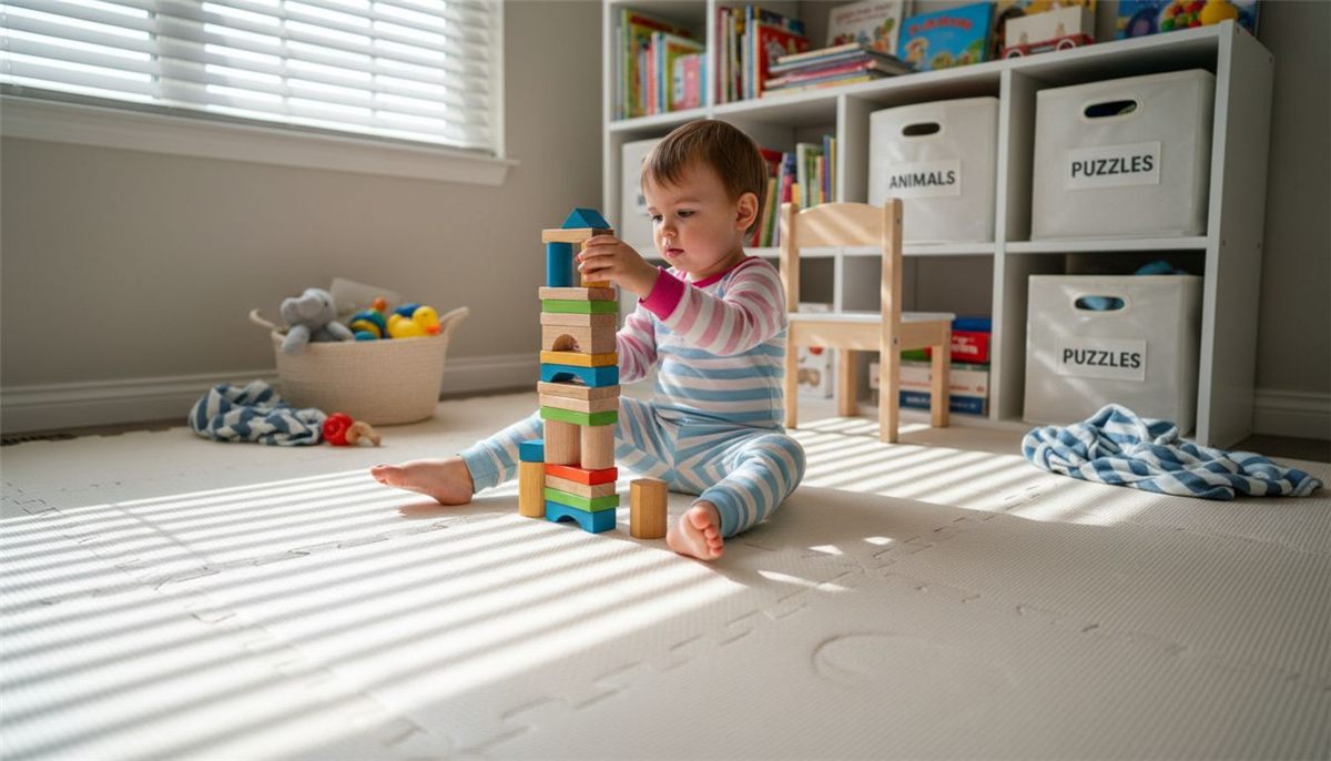 Tidy playroom encouraging calm toddler play