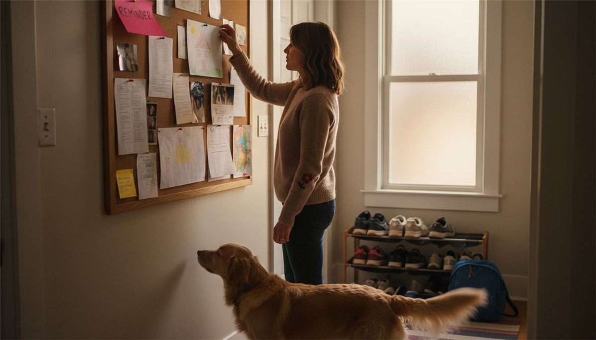 Mother using central family command center