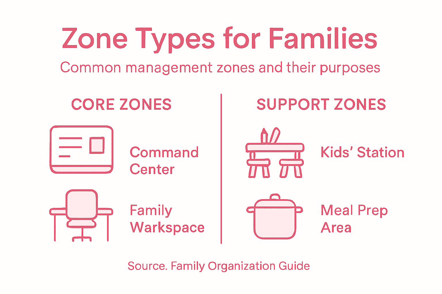 Infographic listing home management zone types