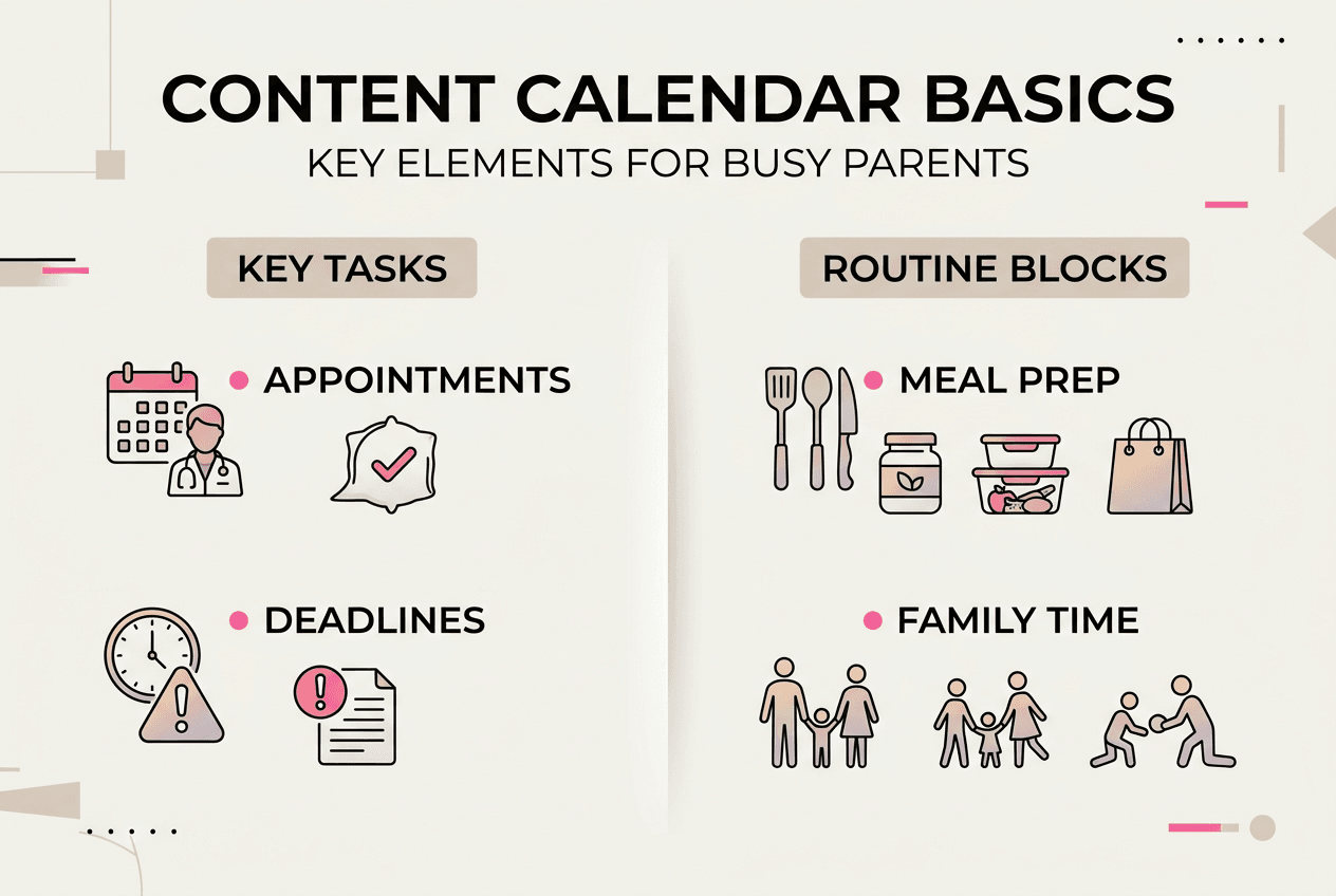 Infographic showing main content calendar features