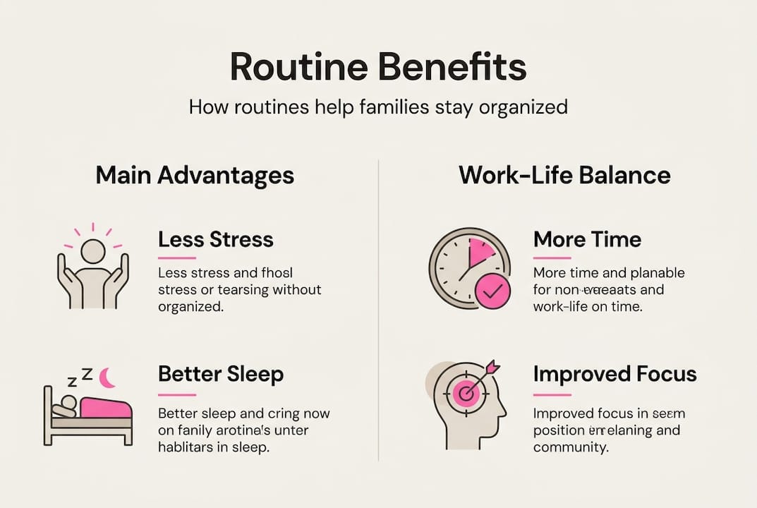 Infographic highlighting family routine benefits