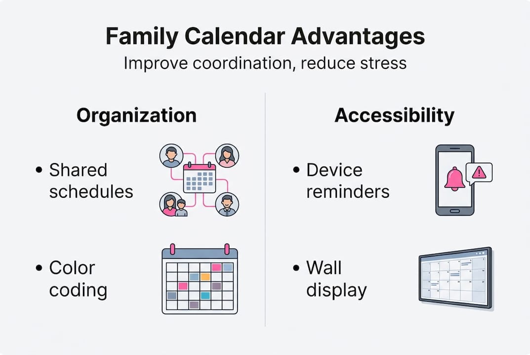 Infographic showing family calendar advantages