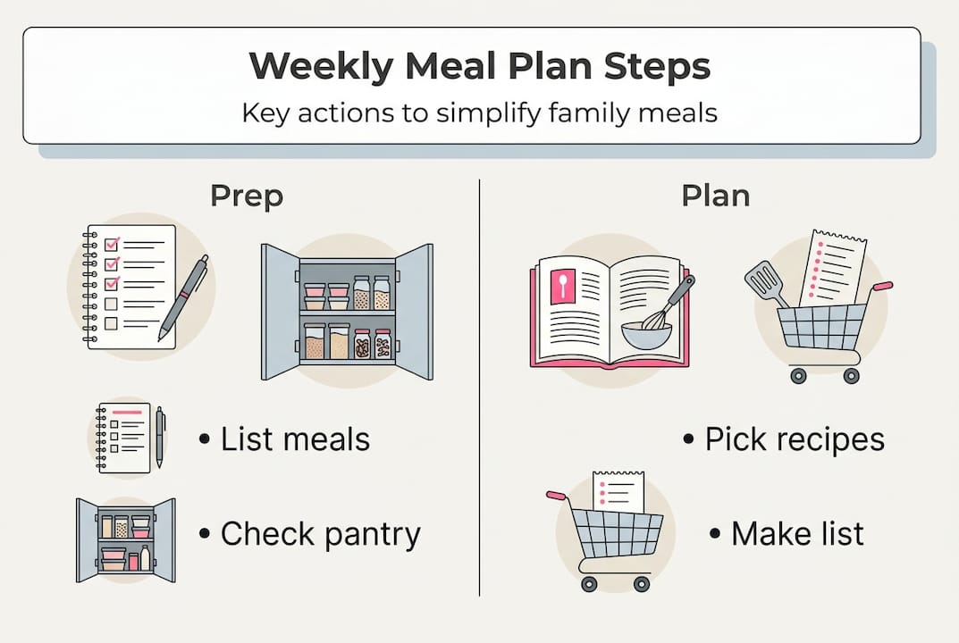 Infographic outlining steps for weekly meal planning