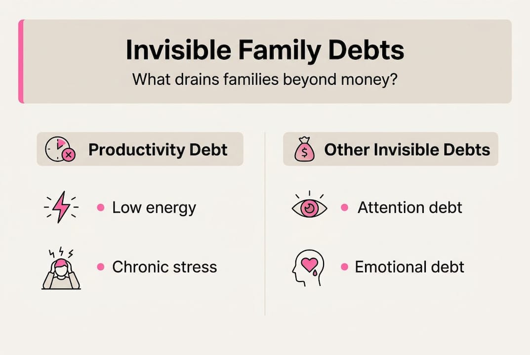 Infographic comparing productivity and other family debts