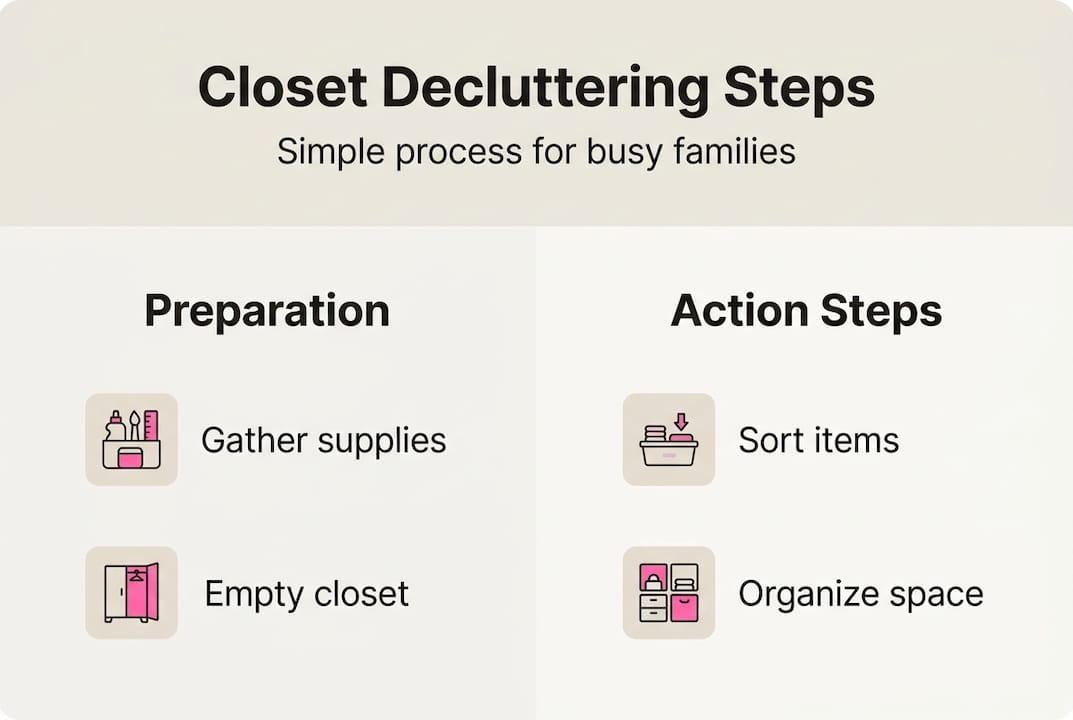 Infographic showing closet decluttering steps