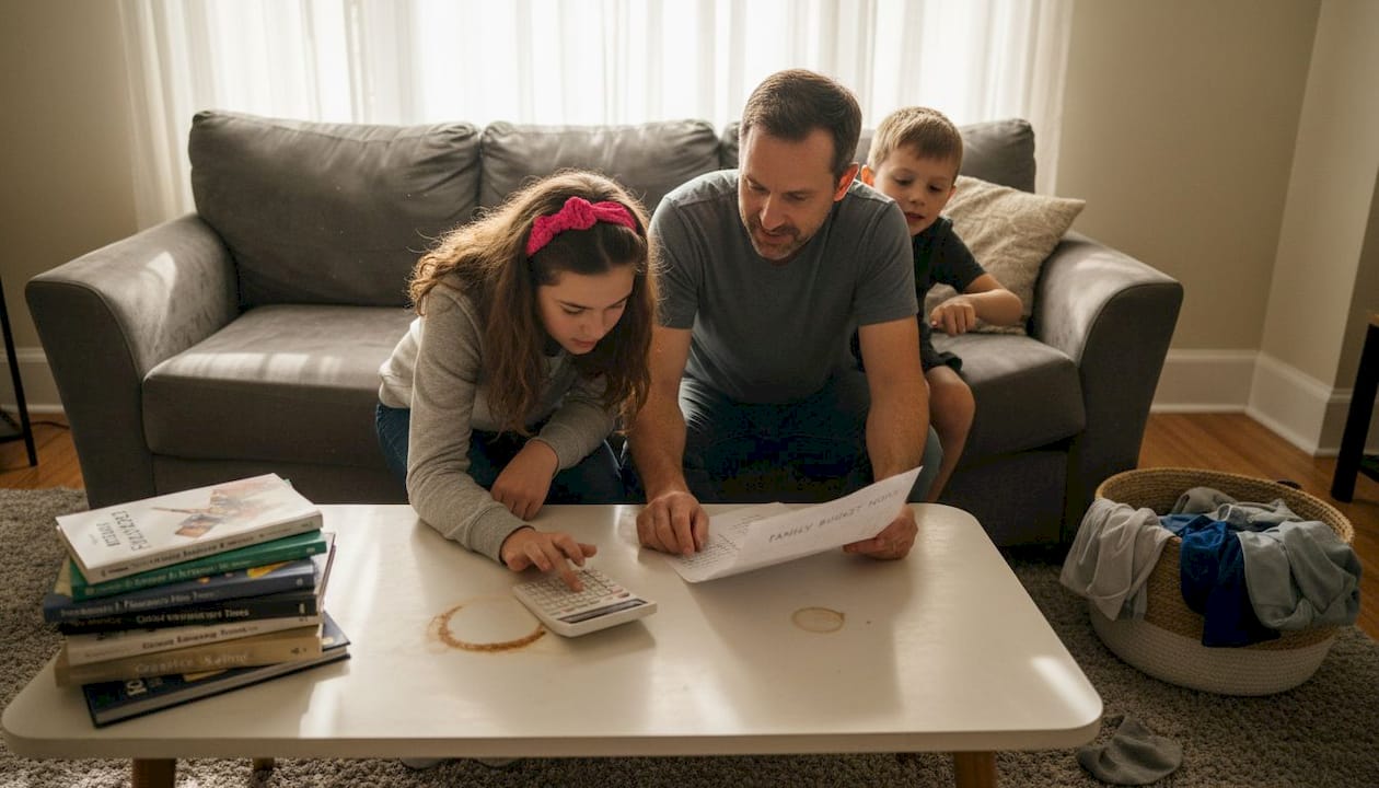 Parent leads casual home finance meeting
