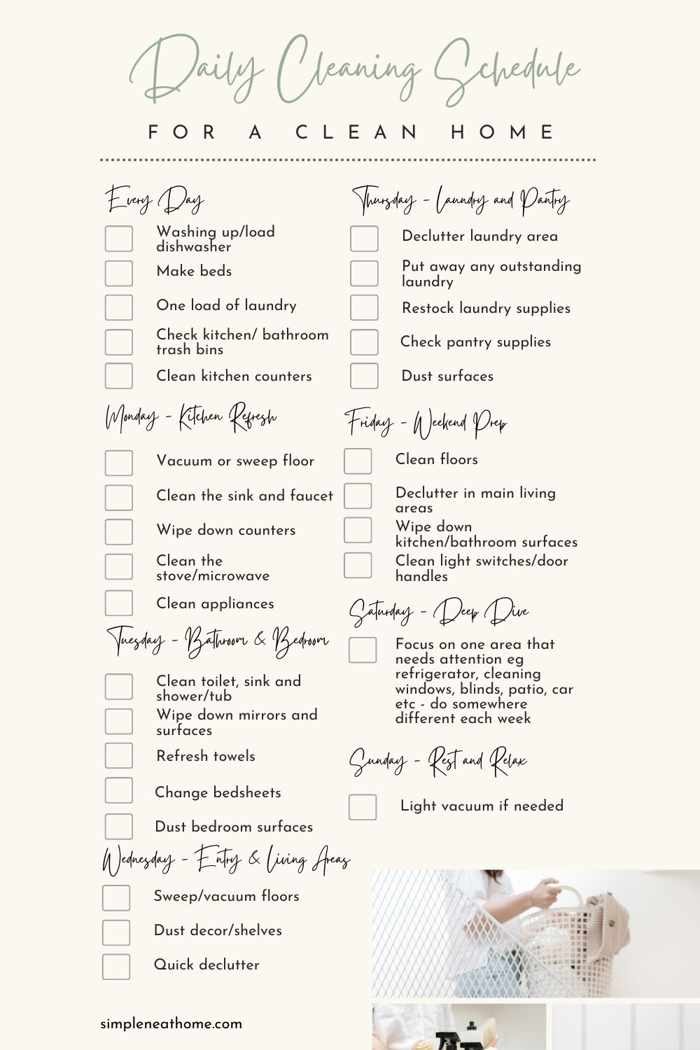 A quick and easy printable cleaning schedule